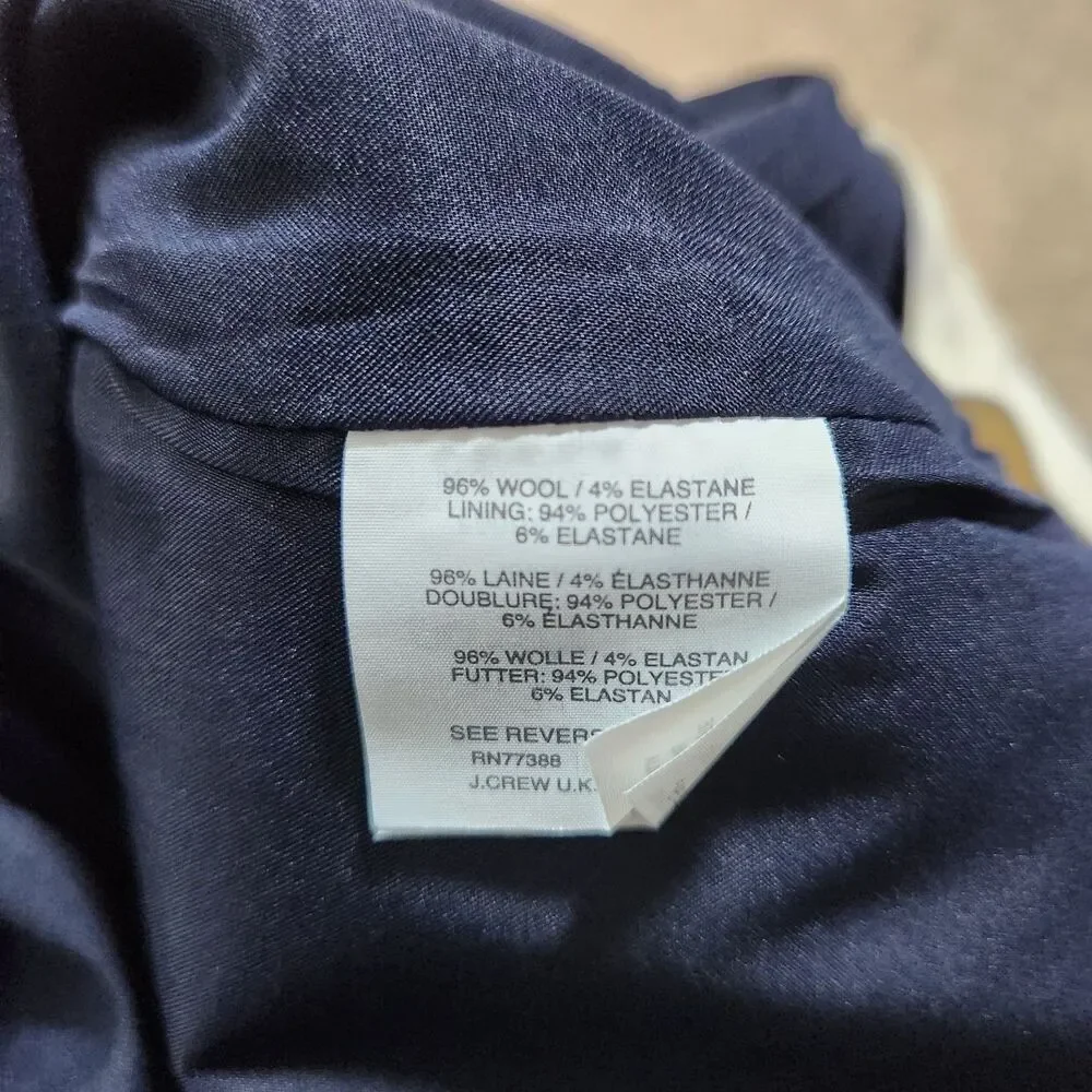 J. Crew Dress Pants Women 6 Navy Wool Blend Lined Bi Stretch Straight Leg
